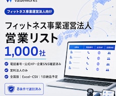 フィットネス事業法人リスト1000社を納品します イメージ1