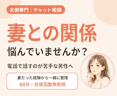 夫側の離婚相談｜60分チャットで打開策を探します イメージ1