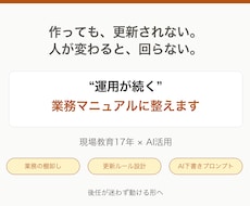 運用が続く業務マニュアルに整えます 作って終わりにしない。後任が迷わず動ける形へ