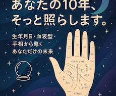 生年月日×手相×血液型で10年占います