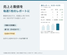 売上と数値を毎週1枚のレポートにまとめます イメージ1