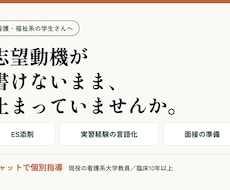 看護・福祉系学生のES添削と面接準備を支援します イメージ1