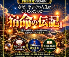 四柱推命で運気を鑑定し『宿命の伝記』を執筆します PDF30ページ超の本格鑑定／100歳までの運気年表を含む