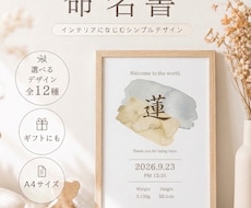 おしゃれな命名書♪人気の水彩デザインで作成します 全12種類で豊富なデザイン◎インテリアになじむ命名書です♡
