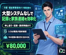 介護の記録・申し送り・家族連絡を効率化します 大型システム不要。記録・家族連絡・請求準備を効率化します