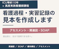 看護過程・実習記録の見本を作成します 臨床経験10年×高度実践看護師課程で実習記録の見本を作ります