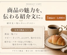 商品やメニュー5点の紹介文を作ります 店頭メニューや商品ページに使える説明文へ