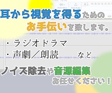 音声編集で日常の一部を作り上げます 耳から視覚を得るためのお手伝いを致します。