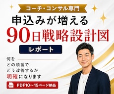 高単価商品が自然と売れる『90日戦略』を設計します 何をどの順番でどう改善すれば申込が増えるのか戦略設計図を作成