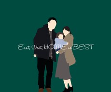 ペタっとした人物絵、描きます 家族、恋人との思い出をパステルカラーで残しませんか？