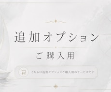 追加オプションご購入用となります 別途出品中サービスの追加購入用です