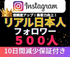インスタ✦リアル日本人フォロワー500人増加します Instagram✦リアル｜アイコン画像有｜投稿充実｜振分可