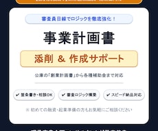 事業計画書と創業融資を審査員目線で添削作成します 【採択実績あり】公庫融資や補助金のロジックを徹底強化！