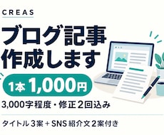 3000字のブログ記事を丁寧に作成します 記事＋SNS紹介文｜タイトル3案・修正2回