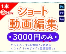 ショート動画編集します ３分以内、３０００円でショート動画を編集します。