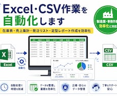Excel・CSVの面倒な集計作業を自動化します 在庫表・売上集計・発注リスト・定型レポート作成を効率化します