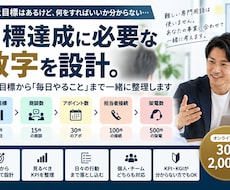 売上目標から「毎日やること」を30分で整理します 目標達成に必要な数字を具体化して設計。