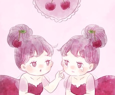 可愛い水彩画チックの女の子イラスト、描きます イメージ1