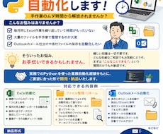 Excelなどの面倒な作業を自動化します 日常の面倒な作業を自動化しませんか？
