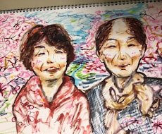 幸せ溢れる似顔絵描きます プレゼント用に大切な人への似顔絵や思い出の場所など。