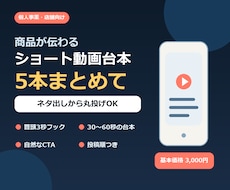 商品が伝わるショート動画台本を5本作ります イメージ1