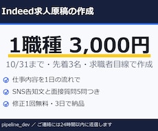 Indeed求人原稿を面接質問つきで作成します 10/31まで・先着3名3,000円・面接質問5問つき