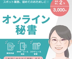 2時間3,000円～お試し オンライン秘書します 細かな事務作業を、丁寧に確実に代行します！