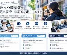ネットだけでは分からない情報を調査しレポートします 現地×公開情報調査。ネットだけでは得られない情報をレポート。