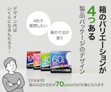 色違いやサイズ違いのパッケージデザインします ガジェット・家電・インテリア雑貨に対応／バリエーション4箱