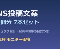 SNS投稿文案を1週間分（7本）作成します イメージ1