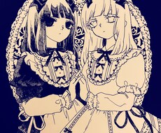 モノクロで創作ロリィタファッションの少女を描きます イメージ1