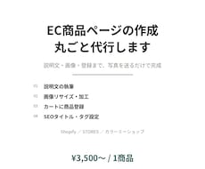 EC商品ページの作成を丸ごと代行します 説明文・画像・登録まで、写真を送るだけで完成します