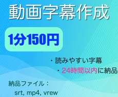 動画の字幕・フルテロップ作成を丁寧に即日で作ります イメージ1