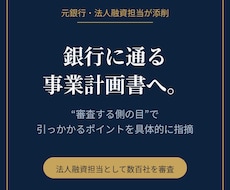 元銀行融資担当が事業計画書を審査目線で添削します 数百社を審査した元銀行の法人融資担当が「通る型」に整えます