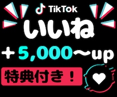 TikTokいいね＋5000増やします 【特典で合計＋10000】オプションに再生数、セーブ