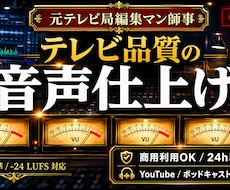 テレビ業界の音響技術でノイズ除去・音声調整します 1,000円〜聞きやすい音で離脱を防ぐ音声に仕上げます。