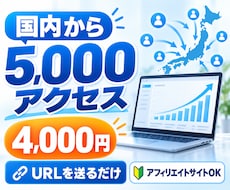 アフィリエイトサイトOK！5000アクセス集めます 超激安4000円で、国内からアクセスを劇的に増やします。