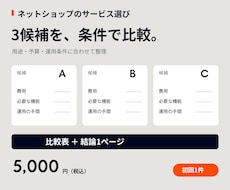 ネットショップ向けサービス3候補を比較します イメージ1