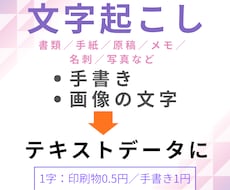 手書き・画像の文字など、文字起こしします イメージ1