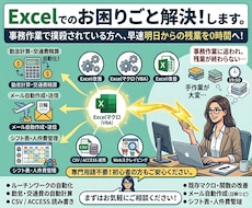 Excelでのお困りごと解決！します 事務作業で撲殺されている方へ、早速明日からの残業を0時間へ！