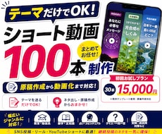 テーマを送るだけで短い動画をまとめて制作します 初回30本お試し価格！テンプレート作成費込み！