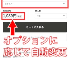 カラーミーで商品オプションと料金表示を連動させます イメージ1