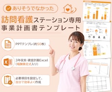 訪問看護専用の事業計画テンプレを販売します 構成済みPPT約50枚＋報酬算定式入り3年収支・資金計画