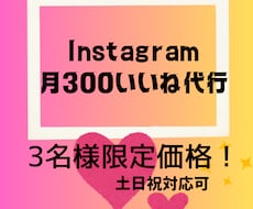 Instagram　300いいね！代行いたします 低単価高品質！3名限定15000円✧1か月(土日祝日含む)
