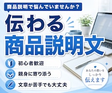 初心者歓迎｜売り込みすぎない商品説明文を作成します 何を書けばいいか分からない方へ。伝わる商品説明文を一緒に作成