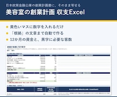 美容室の創業融資用 収支計画Excelを販売します イメージ1
