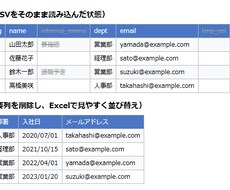 CSVをExcelに変換し不要列を整理します イメージ1