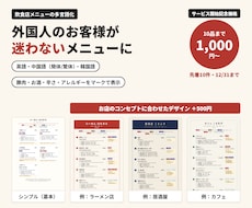 飲食店メニューを英・中・韓の4表記で作成します イメージ1