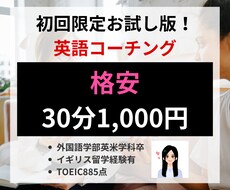 お試し初回限定！30分間英語学習コーチングします コーチングを受けようか迷っている人、学習方法が分からない方へ