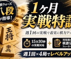 将棋ウォーズ八段が月4回お手軽将棋コーチングします 週1回の実戦指導で弱点を改善し、勝てる力を身につけます